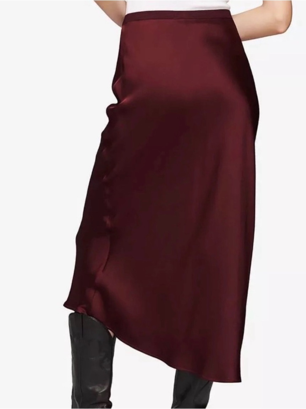 ANINE BING Bar Silk Skirt Bordeaux Burgundy 100% Silk Midi Size M - Picture 3 of 14